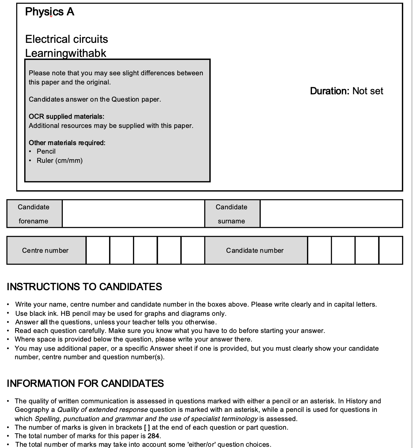 EXAM QUESTION BANK - OCR A-LEVEL PHYSICS + 2025 Papers
