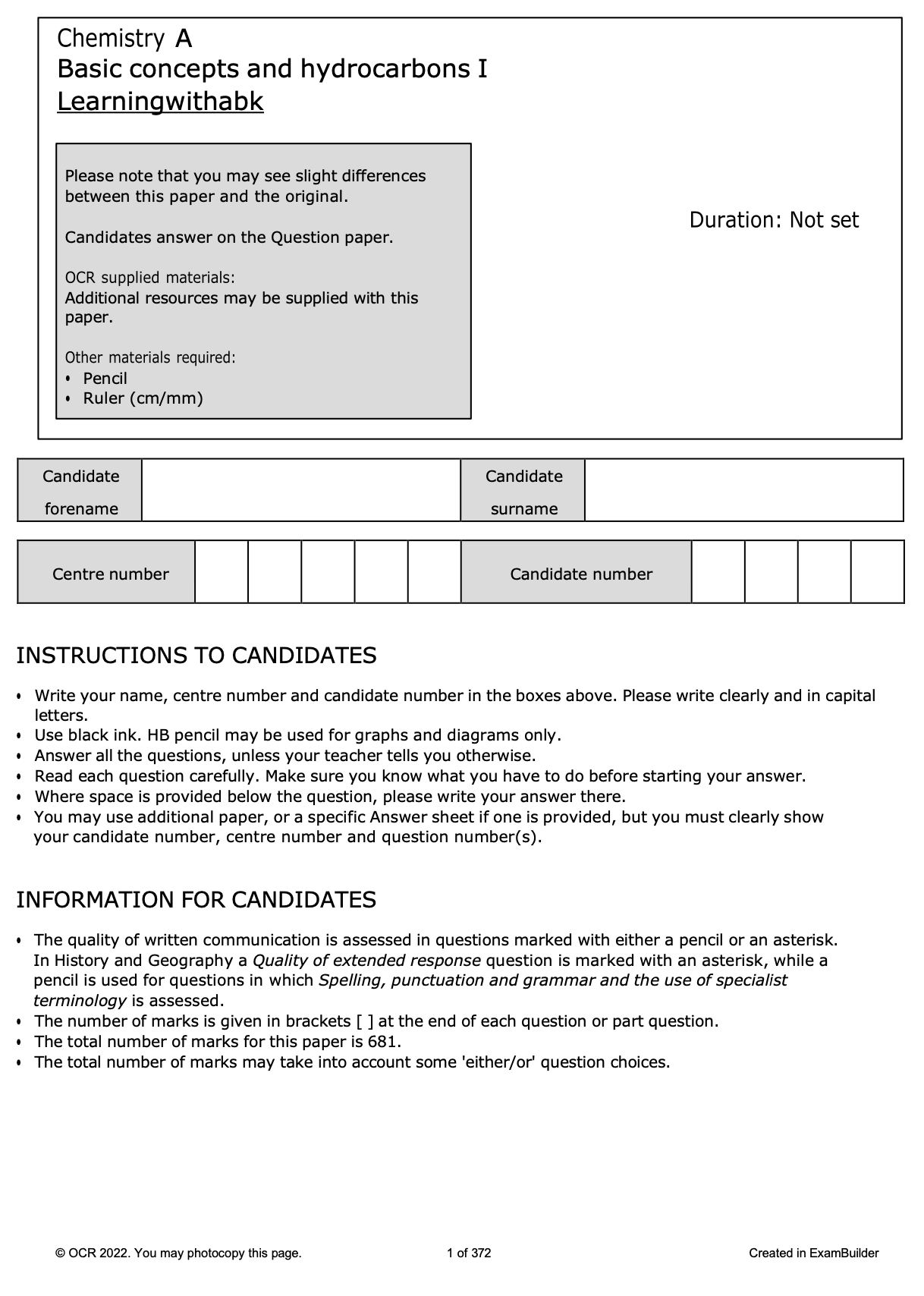 EXAM-PRO QUESTION BANK - OCR A-LEVEL CHEMISTRY