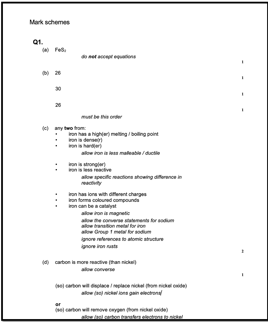 EXAM PRO QUESTIONS - AQA GCSE CHEMISTRY