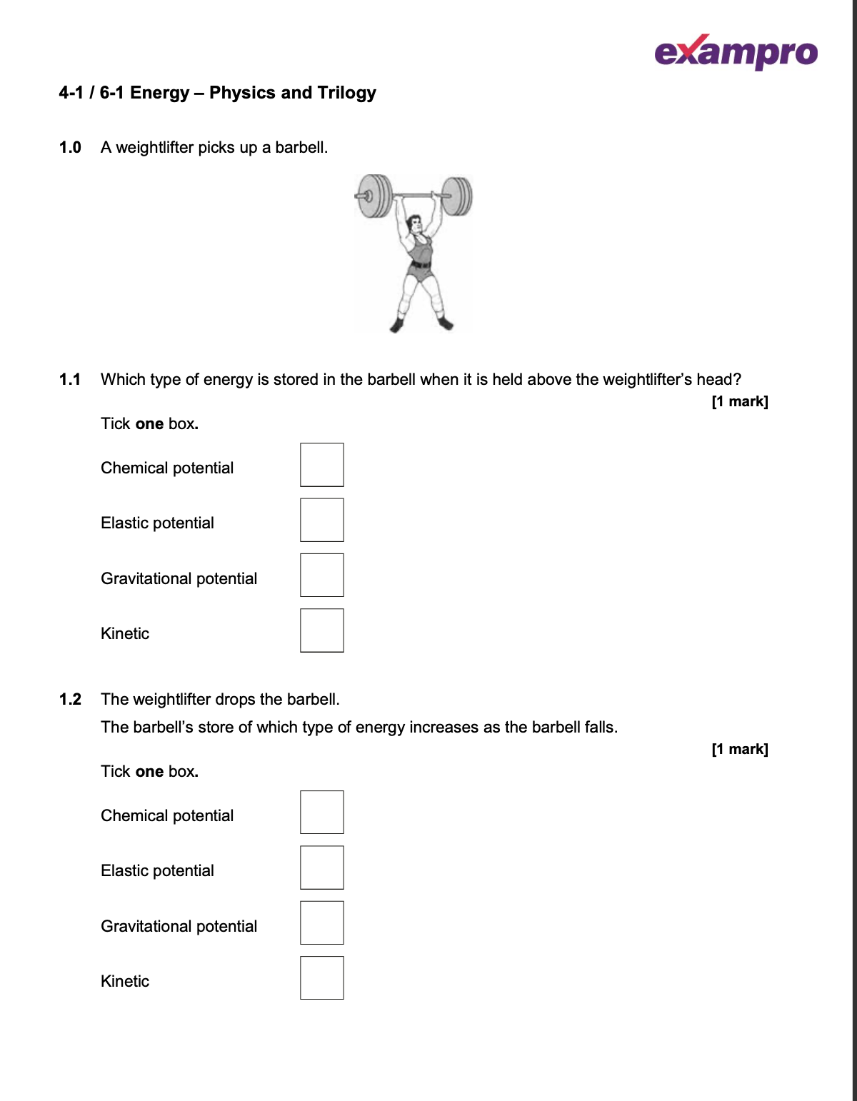 EXAMPRO QUESTIONS - AQA A-LEVEL PHYSICS