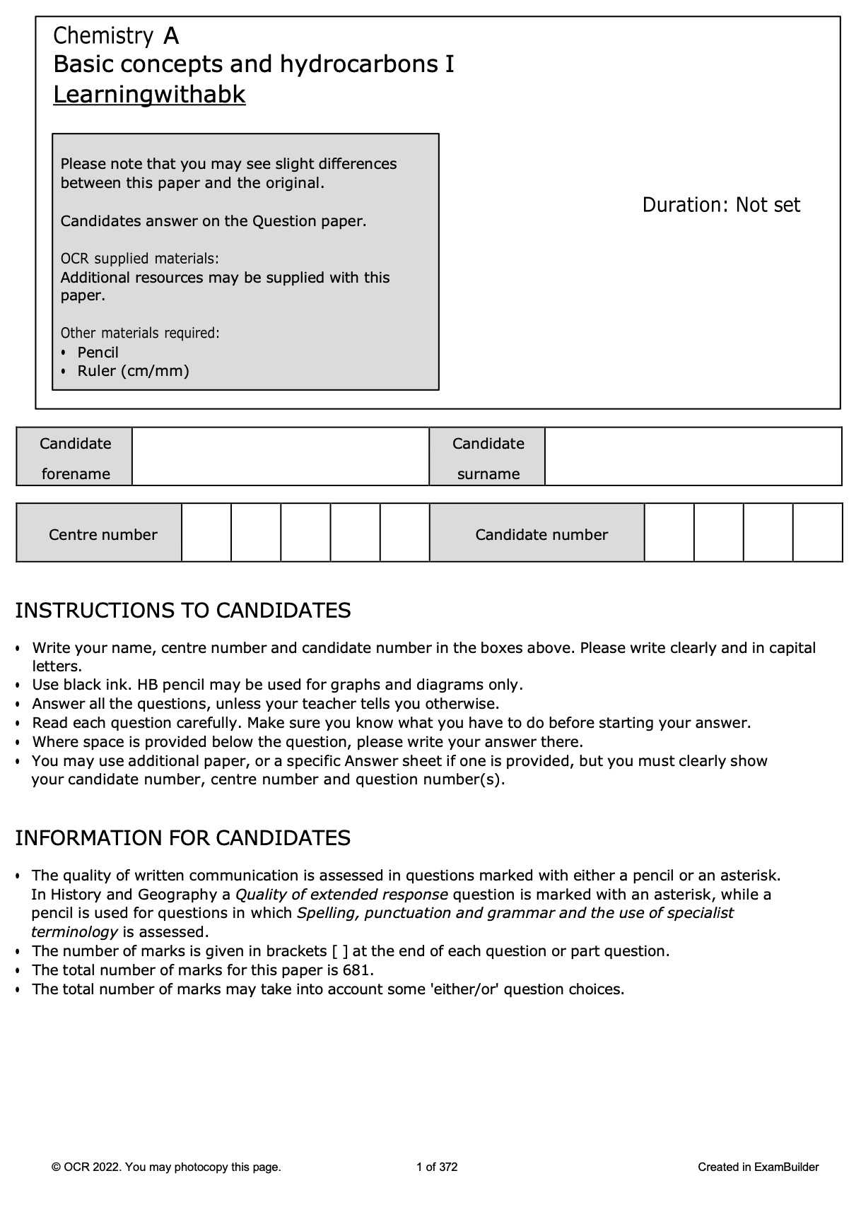 EXAM-PRO QUESTION BANK - OCR A-LEVEL CHEMISTRY (2024 INCLUDED!)